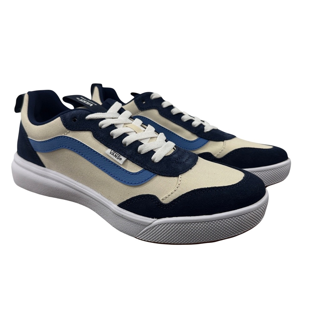 Vans Range EXP Sneakers M 10.5 Cream Navy Sport Block Low Top Shoes VN000CY193A